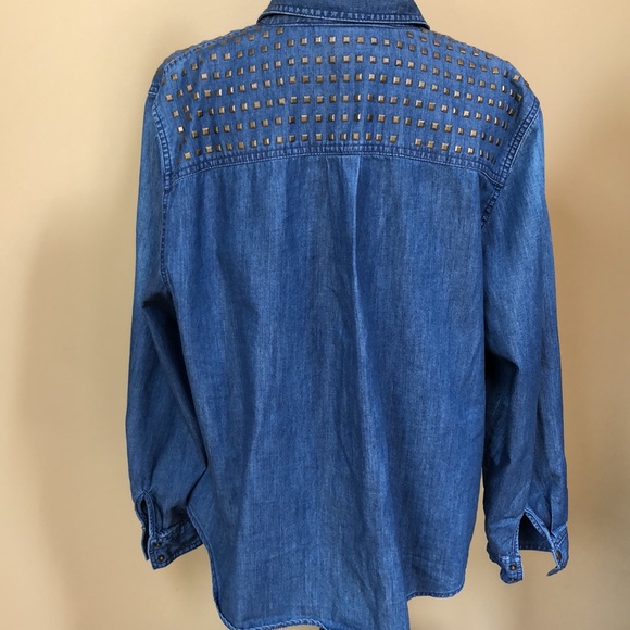 PLUS.INC Studded  Denim Shirt Long Sleeve. Size 20W. - Picture 2 of 7